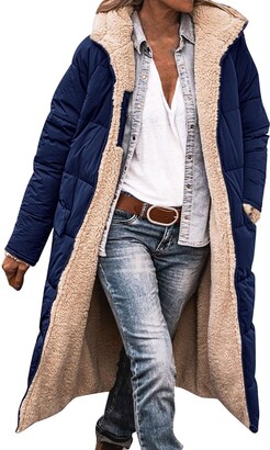 LOIJMK Women's Long Oversize Winter Coat Fleece Warm Winter Jacket