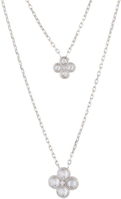 LATELITA - Flower Clover Double Layered Pendant Necklace Silver