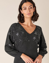 Thumbnail for your product : Monsoon Star Heat-Seal Gem Knit Dress with LENZING ECOVERO Grey
