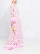 Thumbnail for your product : Dolce & Gabbana Feather-Trim Lace Maxi Dress