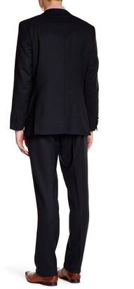 Ike Behar Navy Woven Two Button Notch Lapel Wool Suit