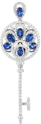 Lc Collection Jewellery Diamond sapphire 18k white gold key pendant