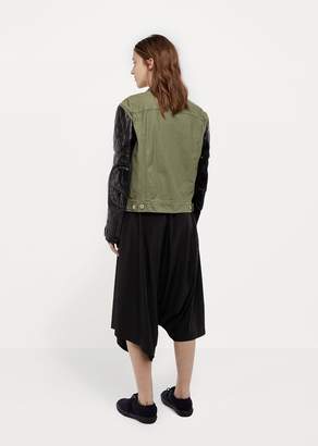 Junya Watanabe Synthetic Leather Sleeve Jacket Green Black