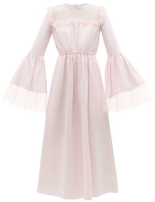Giambattista Valli Chantilly Lace-trim Cotton-poplin Midi Dress - Light Pink