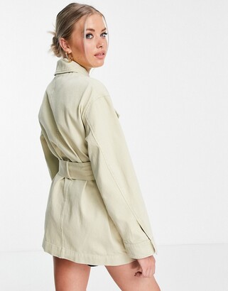 ASOS Tall Tall washed four pocket belted jacket in cream