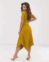Thumbnail for your product : ASOS Design DESIGN textured midi dress with asymmetric hem and rope belt