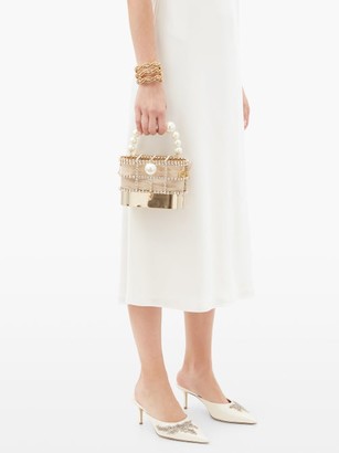 Rosantica Holli Crystal-embellished Cage Handbag - Gold Multi