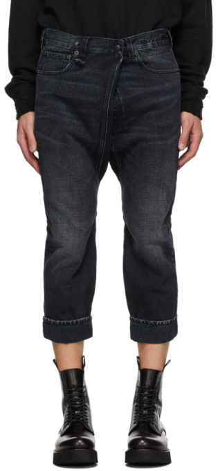 cross pocket black jeans