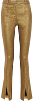 Thumbnail for your product : Victoria Beckham Slit-front Lame Slim-leg Pants