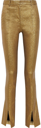 Victoria Beckham Slit-front Lame Slim-leg Pants