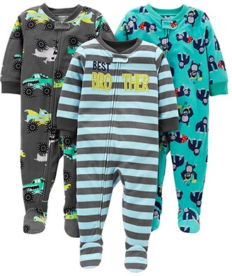 Simple Joys by Carters Baby Boys 3-Pack Loose Fit Flame Resistant Fleece Footed Pajamas Pack of 3