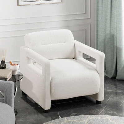 Latitude Run Luxury Boucle Upholstery Accent Chair With Plywood Frame, Comfortable Foam Padding And Elegant Design For Modern Interiors