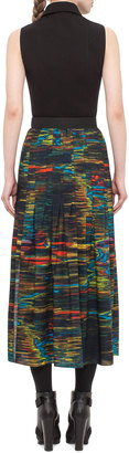 Akris Punto Printed-Skirt Sleeveless Midi Dress, Northern Lights