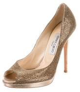 Thumbnail for your product : Jimmy Choo Sequin Peep-Toe Pumps