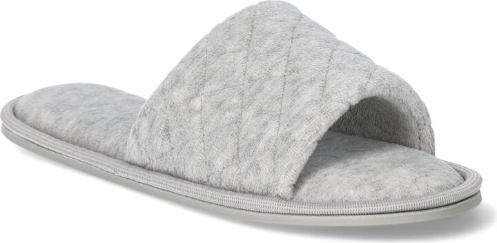 Joyspun Women’s Quilted Single Band Slide Slippers, Wide-Width Available