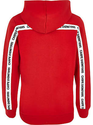 River Island Boys red 'carpe diem' taped hoodie