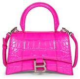Thumbnail for your product : Balenciaga XS Hourglass Embossed Croc Top Handle Bag