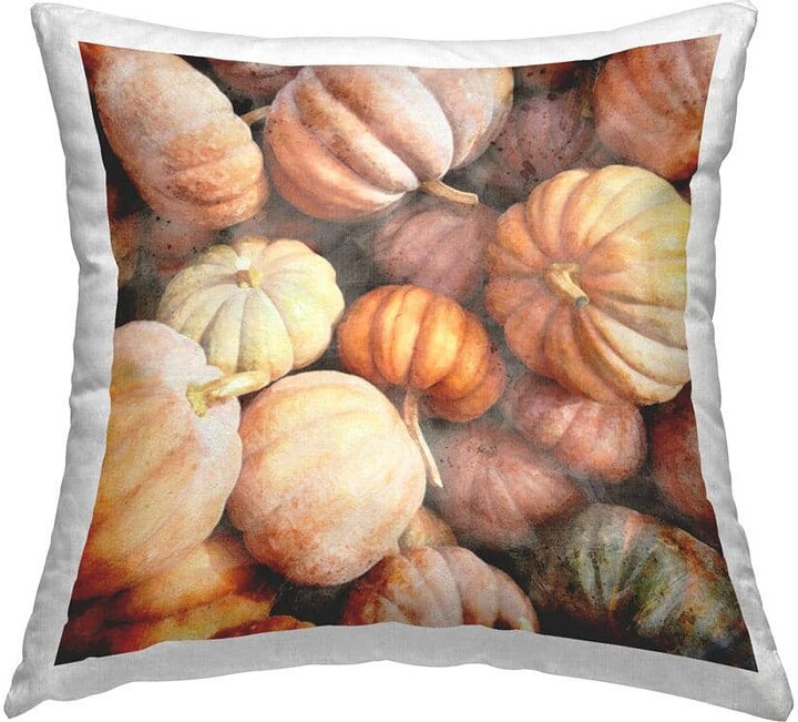 Autumn Pumpkin Harvest Multi-Color Abstract Polyester 18in. X 18in. Throw Pillow