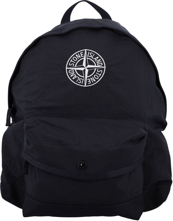 Stone Island Junior Compass-Embroidered Zipped Backpack