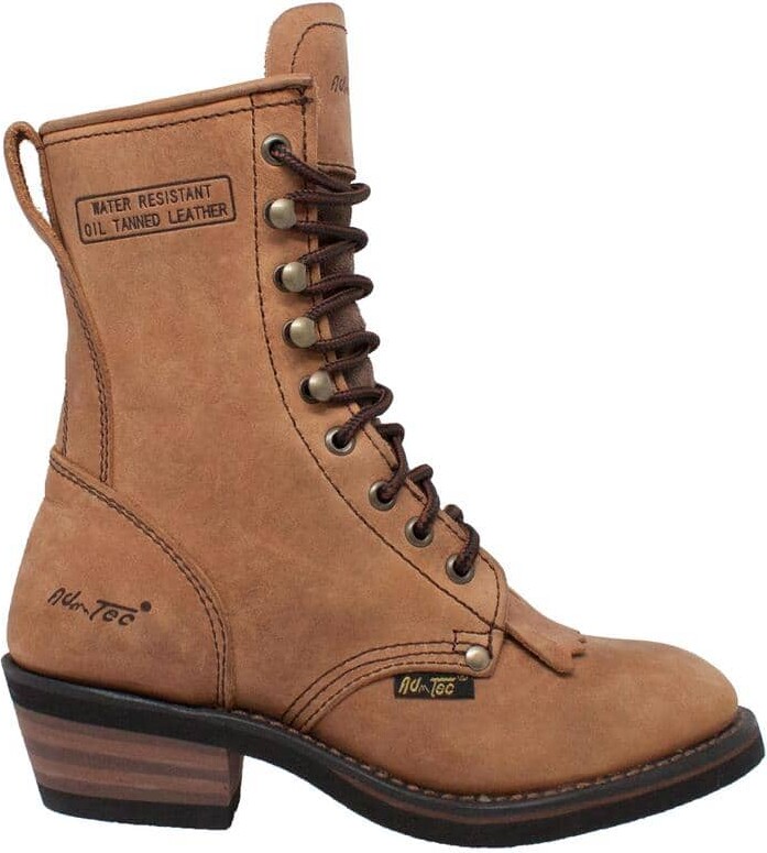 AdTec Women's Size 8 Tan Leather 8 in. Cowboy Boots