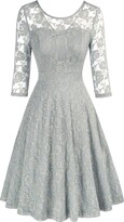 Thumbnail for your product : JASAMBAC Lace Dresses for Women 3/4 Sleeve Sheer Sleeve Cocktail Party Wedding Guest Dresses Light Blue XL