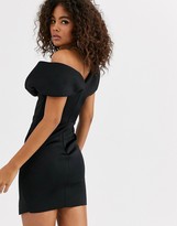Thumbnail for your product : Asos Tall ASOS DESIGN Tall one shoulder bardot mini dress with fold detail