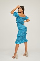 Thumbnail for your product : Little Mistress Major Blue Polka-Dot Bardot Midi Dress