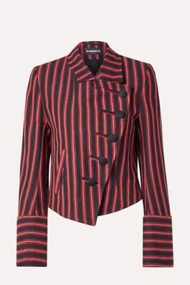 Ann Demeulemeester Grosgrain-trimmed Striped Wool And Cotton-blend Jacket - Black