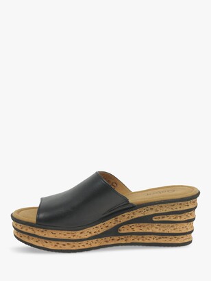 Gabor Trixie Leather Wedge Heel Sandals, Black