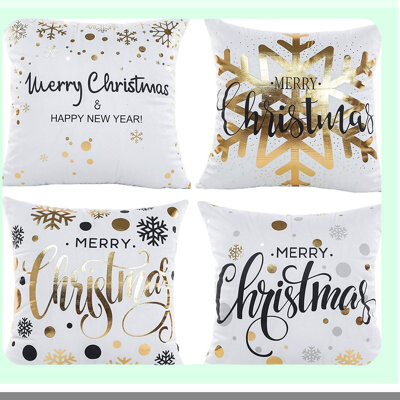 BRBCA Snowflake Gold Print Pillow Covers - Set of 4 | Cushion Covers for Home Office Living Room Sofa Car | Pattern 1 Decor