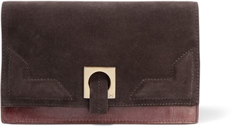 Halston Suede and textured-leather clutch