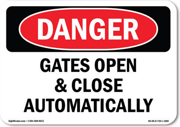 SignMission Gates Open And Close Automatically Plastic Sign 10" X 7"