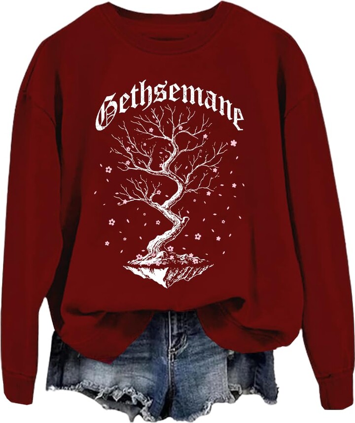 Meilirensheng Gethsemane Cherry Blossom Sweatshirt Japanese Shirts for Men Women
