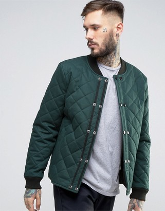ASOS Quilted Bomber Jacket with Double Fastening in Khaki