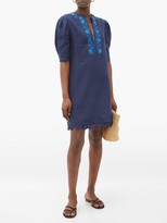 Thumbnail for your product : ZEUS + DIONE Sitia Floral-embroidered Linen Mini Dress - Navy
