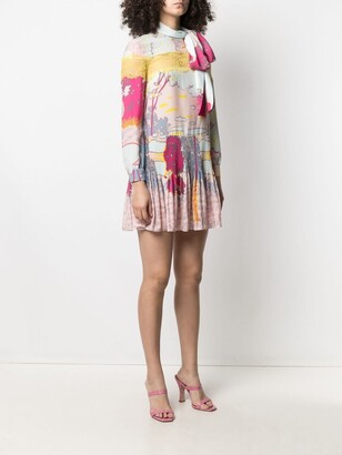 RED Valentino Abstract-Print Pleated Dress