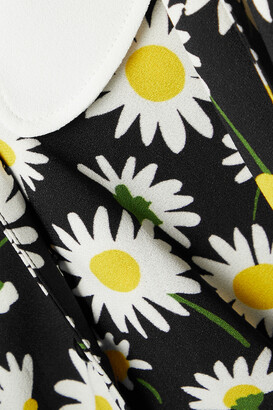 Saint Laurent Ruffled Floral-print Crepe Mini Dress - Black