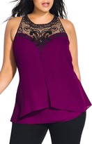 Thumbnail for your product : City Chic Layered Motif Lace Detail Tiered Top
