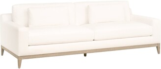 Benjara 96 Inch Fabric Upholstered Sofa with Track Armrests, Cream