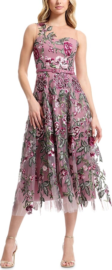 Dress the Population Rosemary Sweetheart Belted Illusion Dress