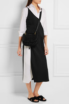 Thumbnail for your product : Elizabeth and James Zoe Saddle Croc-effect Leather And Suede Shoulder Bag - Black