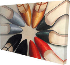 Five Pair of Women Shoes - Contemporary Beige Canvas Home Decor