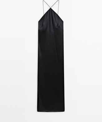 Massimo Dutti Long Satin Strappy Dress - Studio - ShopStyle