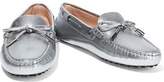 Thumbnail for your product : Tod's Bow-detailed Metallic Textured-leather Loafers