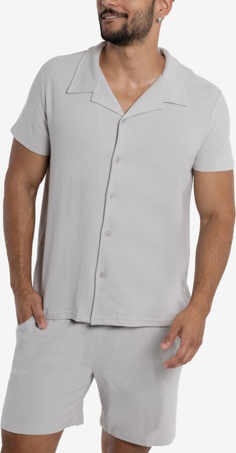 Spring+Mercer Spring + Mercer Men's Camp Collar Casual Short Sleeve Button-Up Shirt