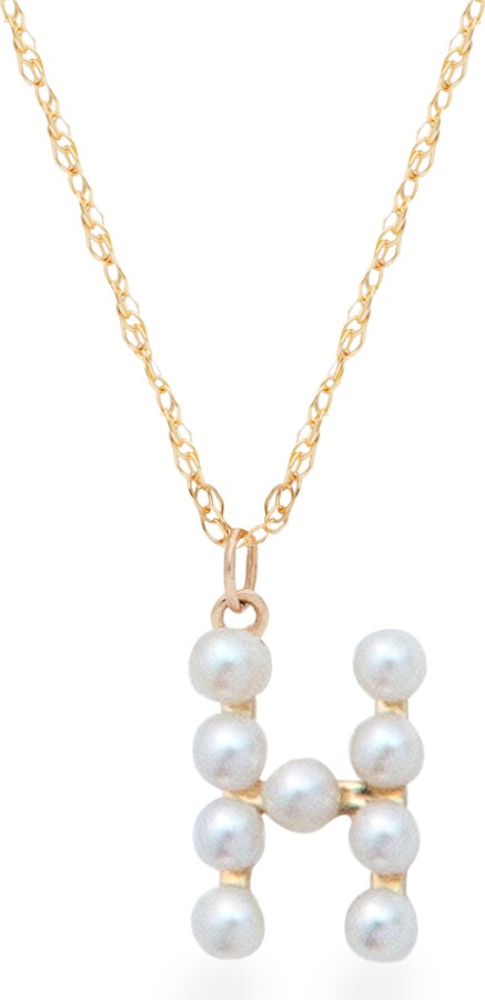 STONE AND STRAND Pearl Initial Pendant Necklace