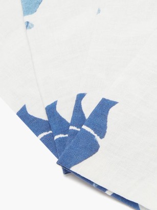 Summerill & Bishop - Set Of Four Hydrangea Linen Napkins - Blue White