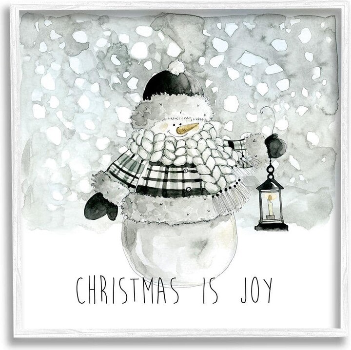 Christmas is Joy Snowman by Carol Robinson 1-Piece Framed Graphic Print Typography Poster Art Print 17 in. x 17 in.