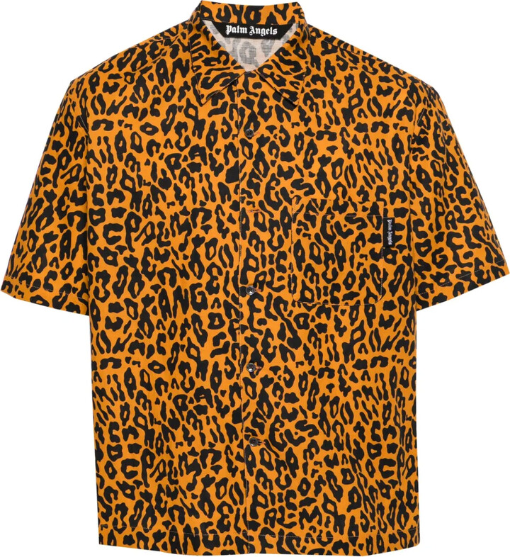 Palm Angels Leopard-Print Poplin Shirt