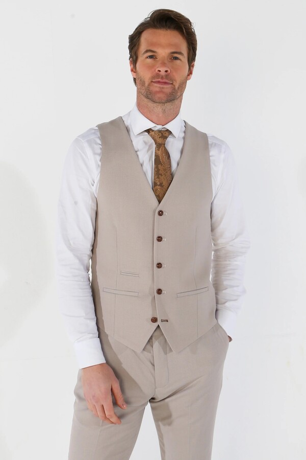 Paul Andrew Mayfair Birdseye Grey Stone Waistcoat Wedding Prom Attire